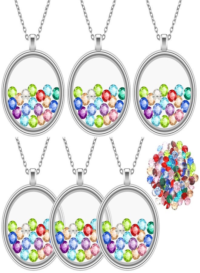 Highergo 6 Pcs Locket Necklace DIY Floating Round Locket Pendant Floating Memory Necklace for Women Friendship Memory Nostalgic - Image 1